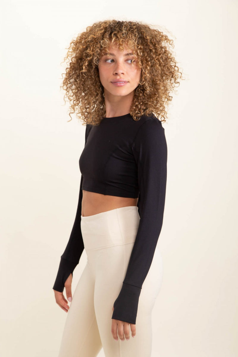 Women's Mono B, Sunday Long Sleeve Supima Crop Top