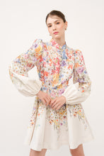 Load image into Gallery viewer, Long Puff Sleeve Floral Print Mini Dress