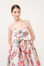 Load image into Gallery viewer, Floral Print Satin Bow Detail Midi Dress