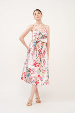 Load image into Gallery viewer, Floral Print Satin Bow Detail Midi Dress