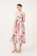 Load image into Gallery viewer, Floral Print Satin Bow Detail Midi Dress