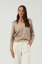 Load image into Gallery viewer, Solid V neck Drop Shoulder Knit sweater