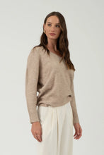 Load image into Gallery viewer, Solid V neck Drop Shoulder Knit sweater