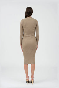 Mock Neck Bodycon Sweater Knit Midi Dress