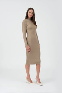 Mock Neck Bodycon Sweater Knit Midi Dress