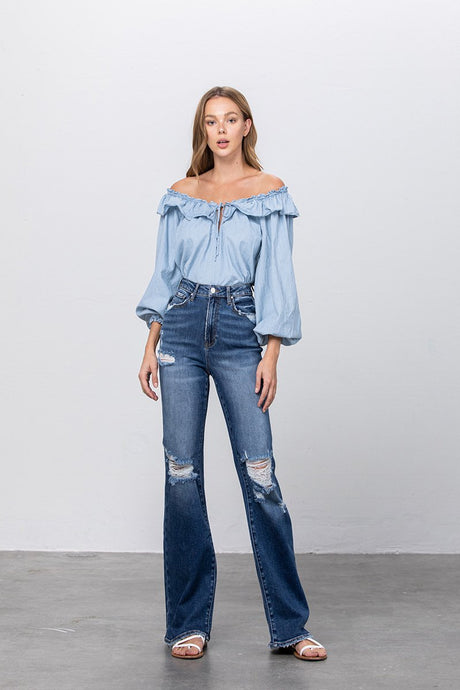 Sweeping Street Hi-Waist Long Straight Jeans