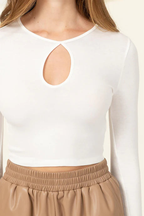 Perfect Company Keyhole Long Sleeve Crop Top