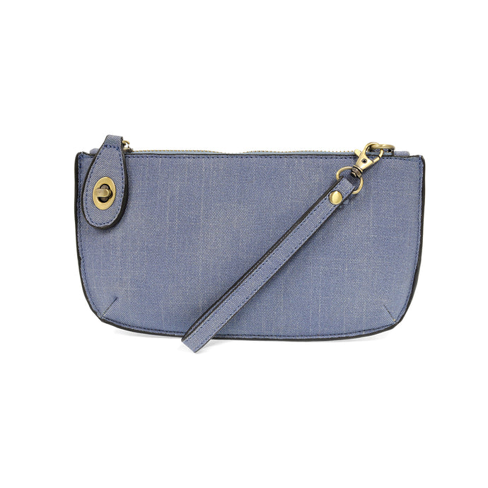 Faux Linen Crossbody Wristlet Clutch