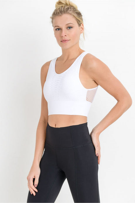 Laser Cut Seamless Sports Bra-White