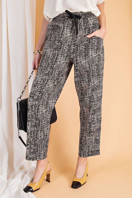 Tribal Printed Cotton Gauze Long Pants